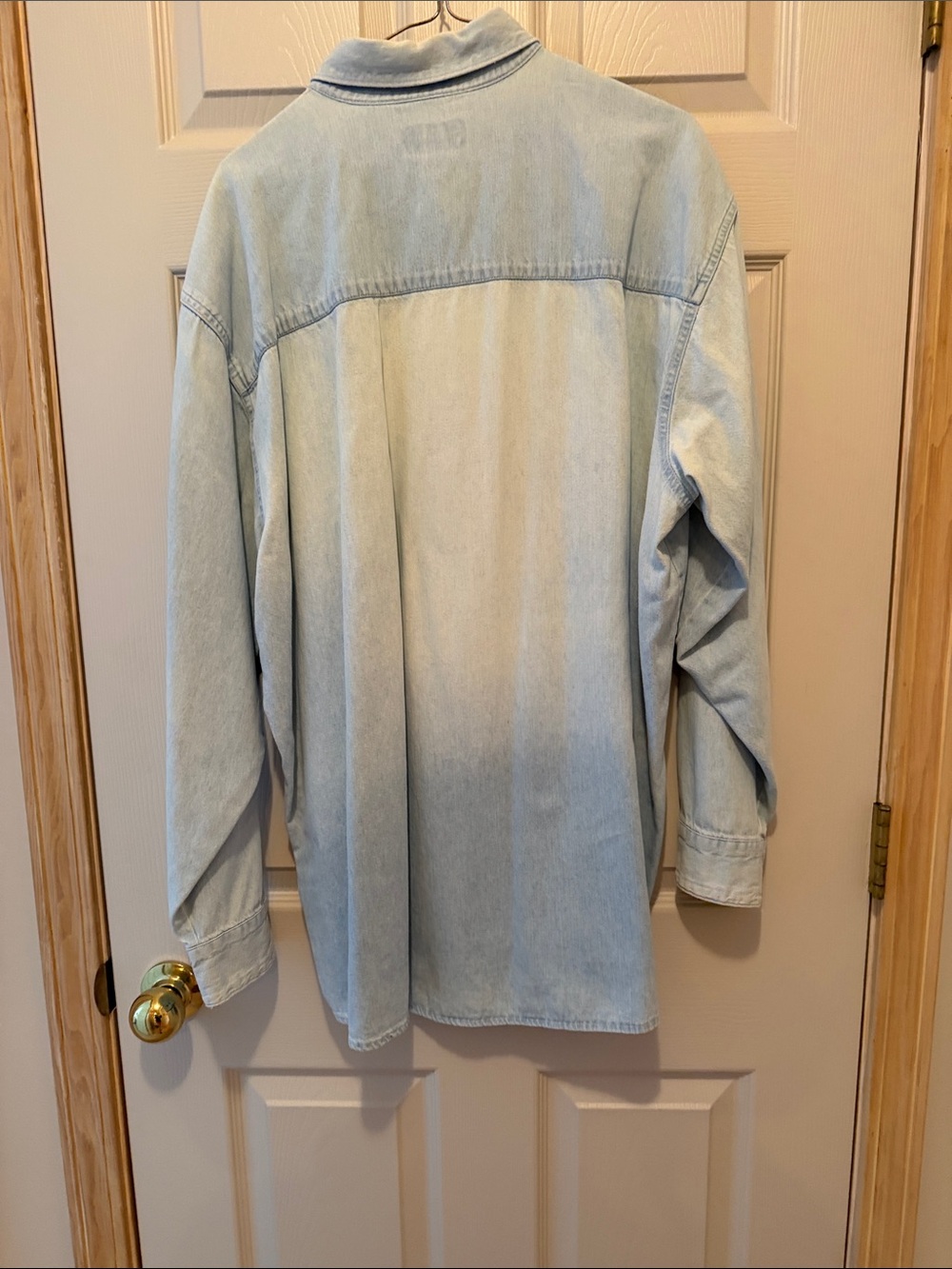 Vintage Light Blue Denim Button-Down Shirt with Embroidered Logo - Picture 4 of 4